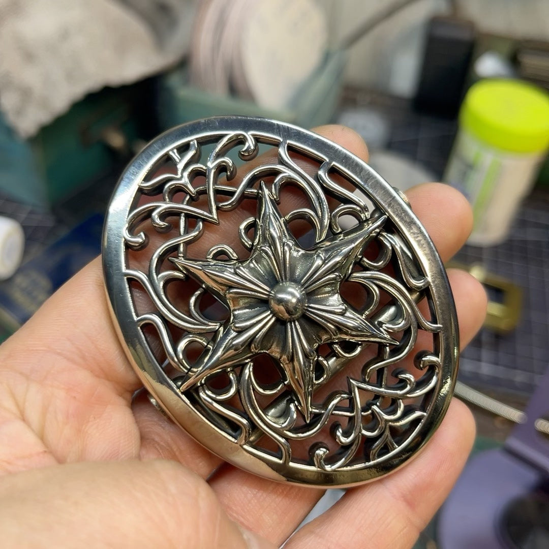 Chrome-Heart Six-Point Star Buckle — Precision Polished, Heavyweight