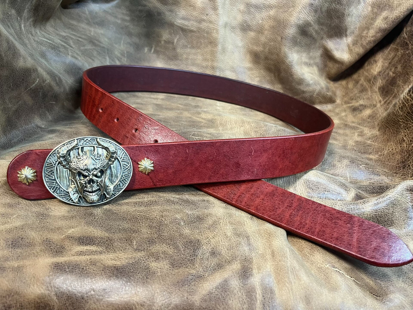 Jiayantang brass realistic undead monarch belt buckle with Italian…