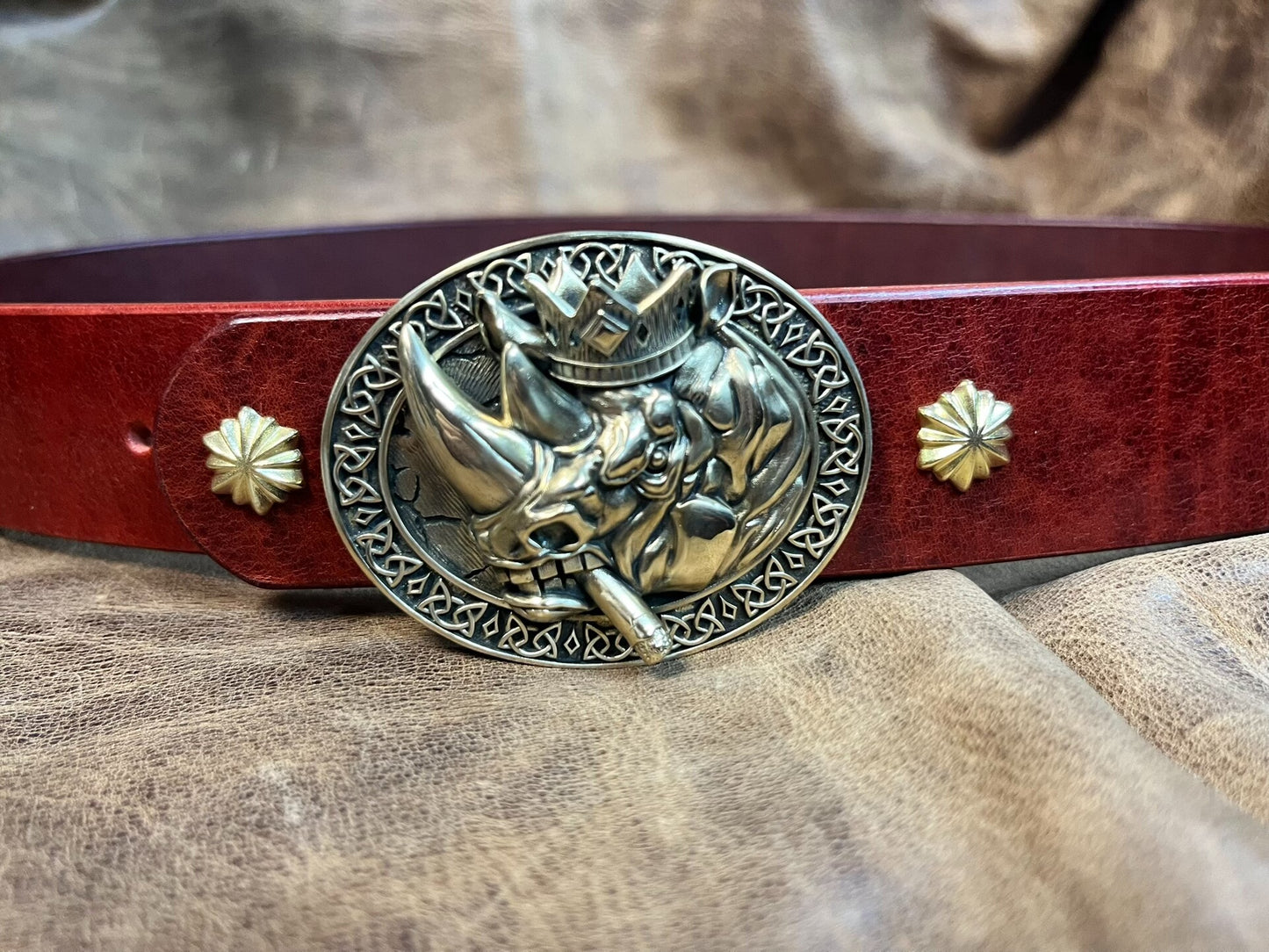 Jiayantang brass realistic rhino belt buckle with Italian vegetable…