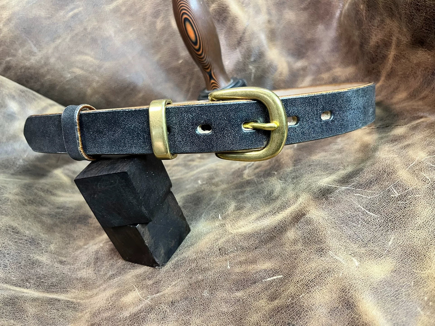 Black JF Horse Rein women's handmade belt