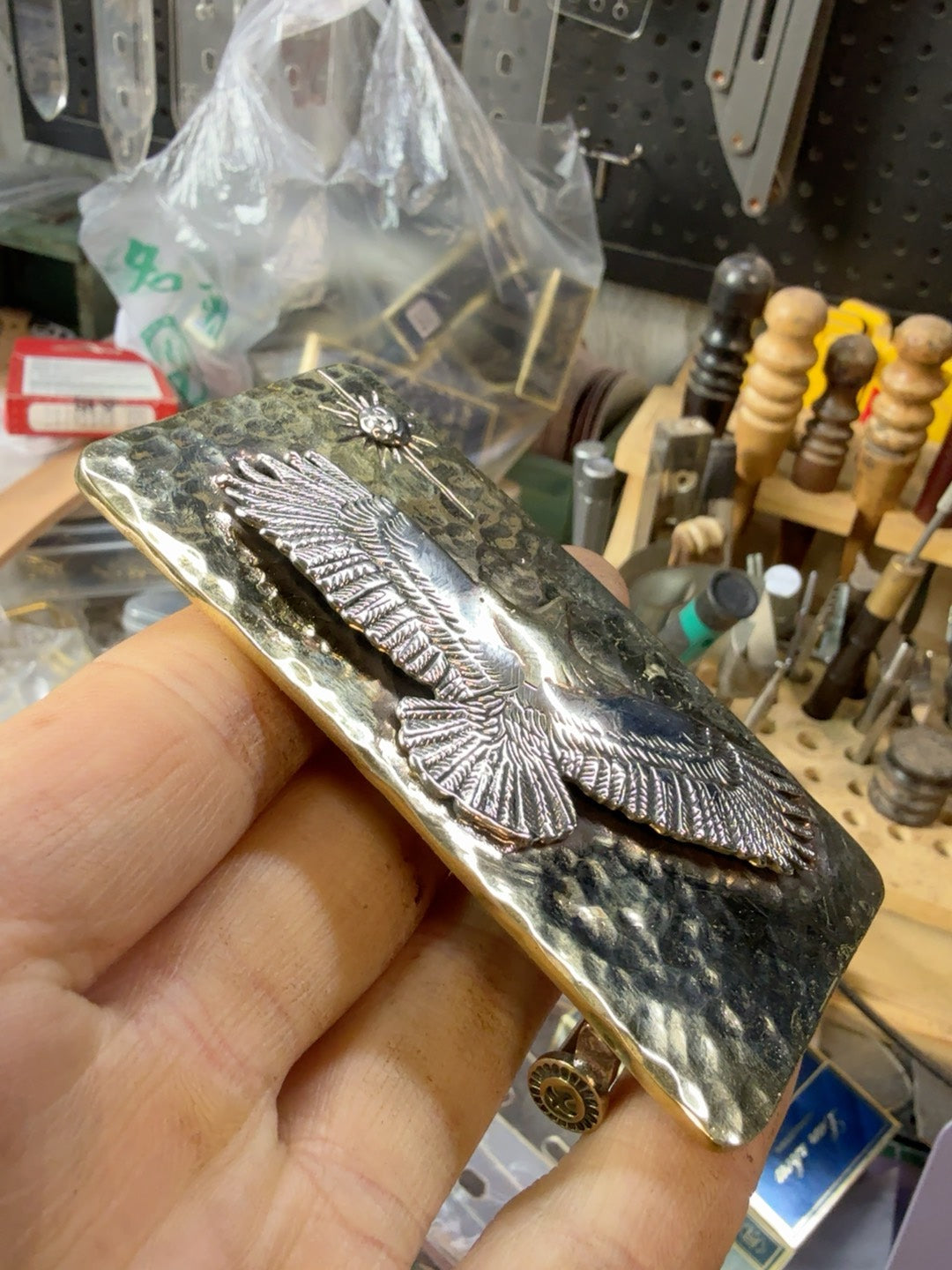 Takahashi Eagle Pure Copper Large Copper Belt Buckle Western Cowboy