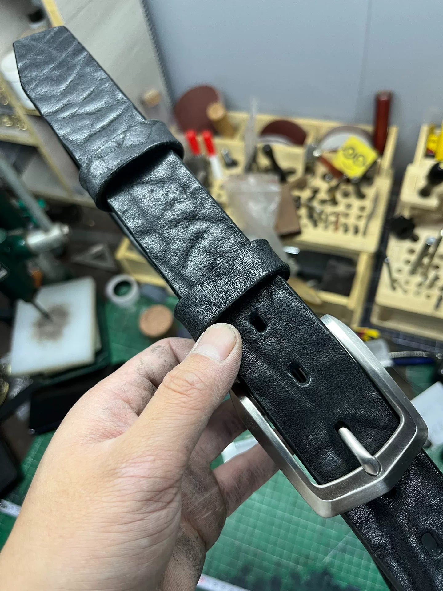 5.5mm thickened North American bison leather handmade belt