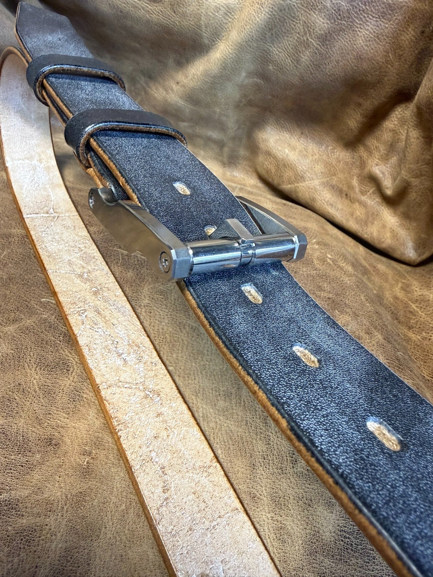 316L Line-Cut Stainless Buckle Paired with J.F. Baker Full-Grain Br…