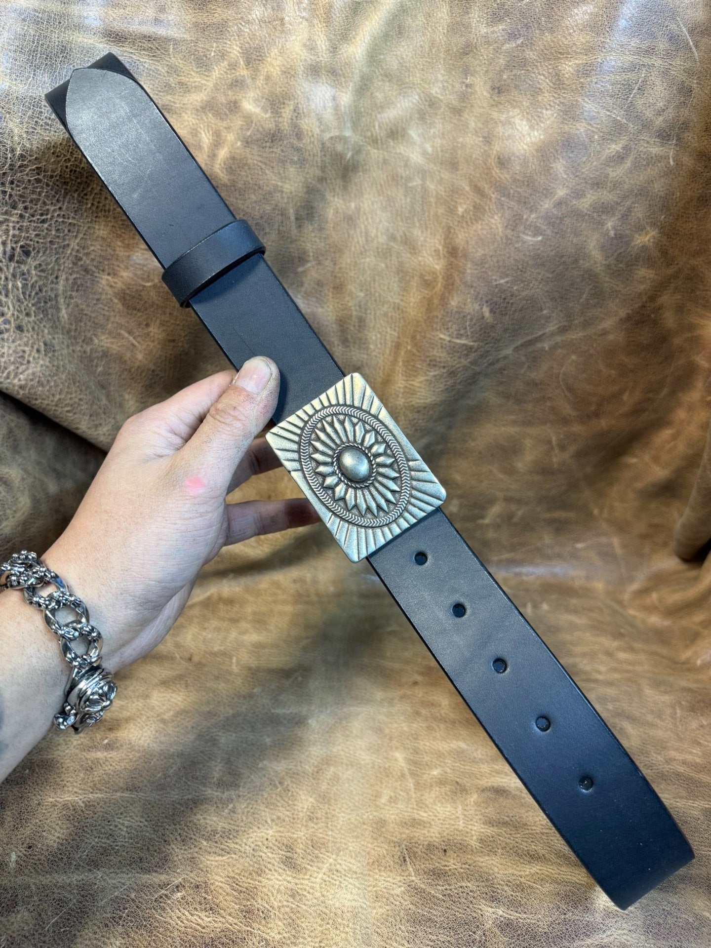 Solid white copper Navajo style belt buckle rrl style buckle Cambri…