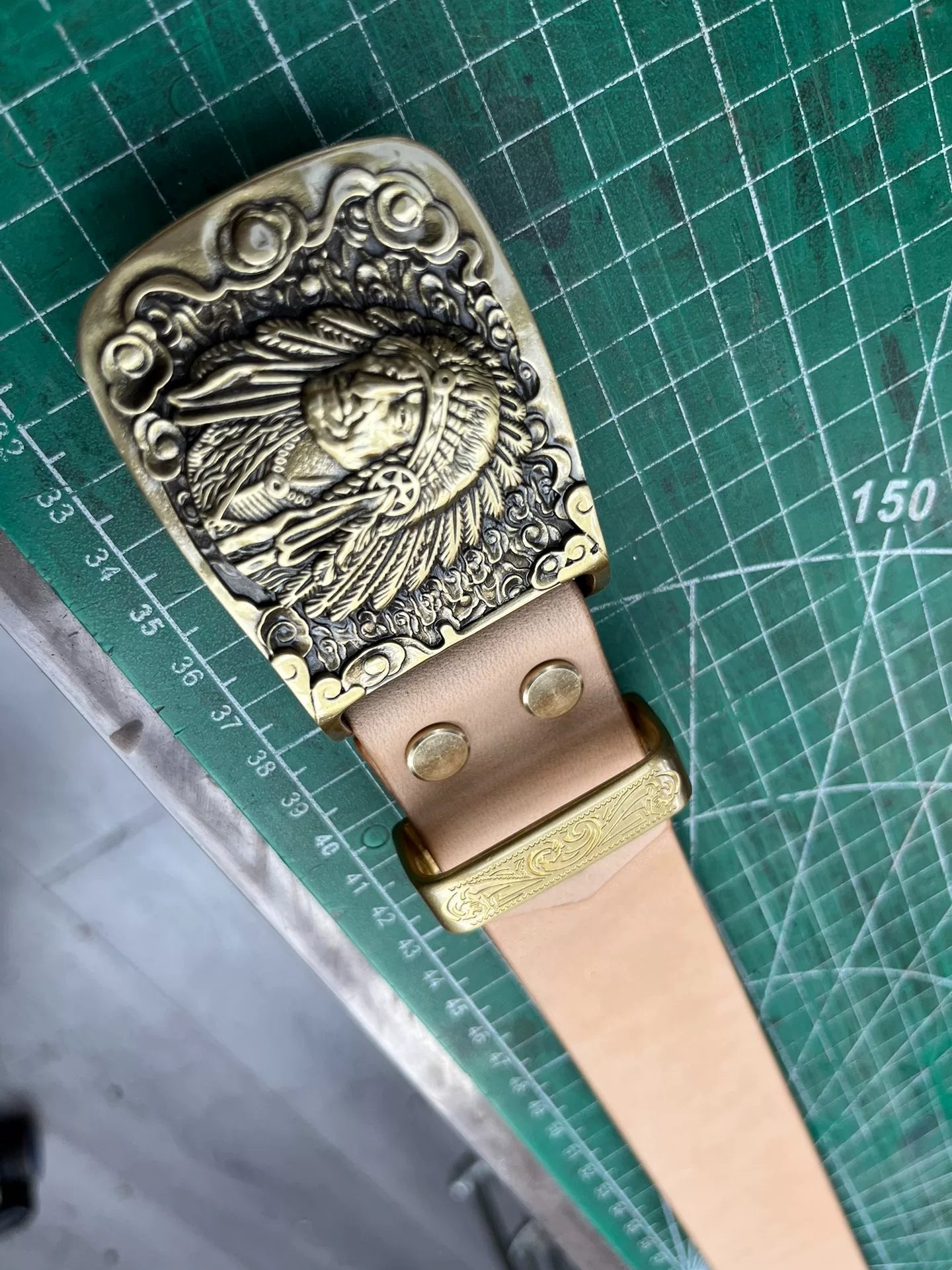 Handmade belt Italian vegetable tanned leather wide 3.8 belt handma…