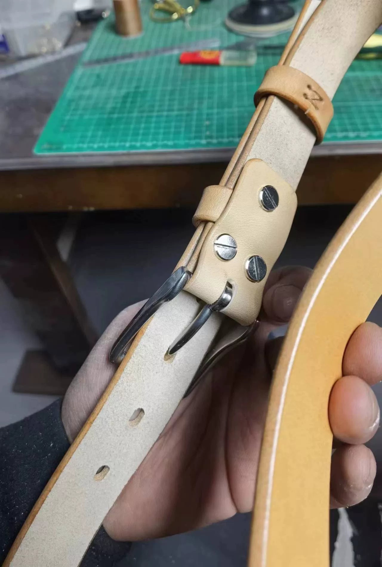 Handmade belt Italian vegetable tanned leather 3 cm wide belt handm…