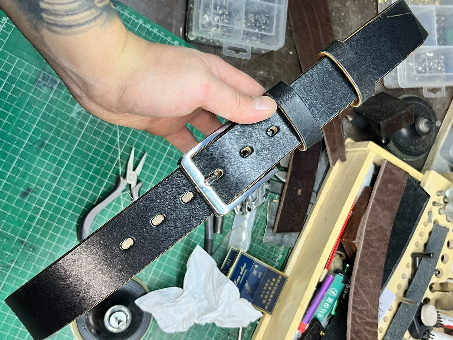 JF bridle leather full-grain belt. Purely handmade private customiz…