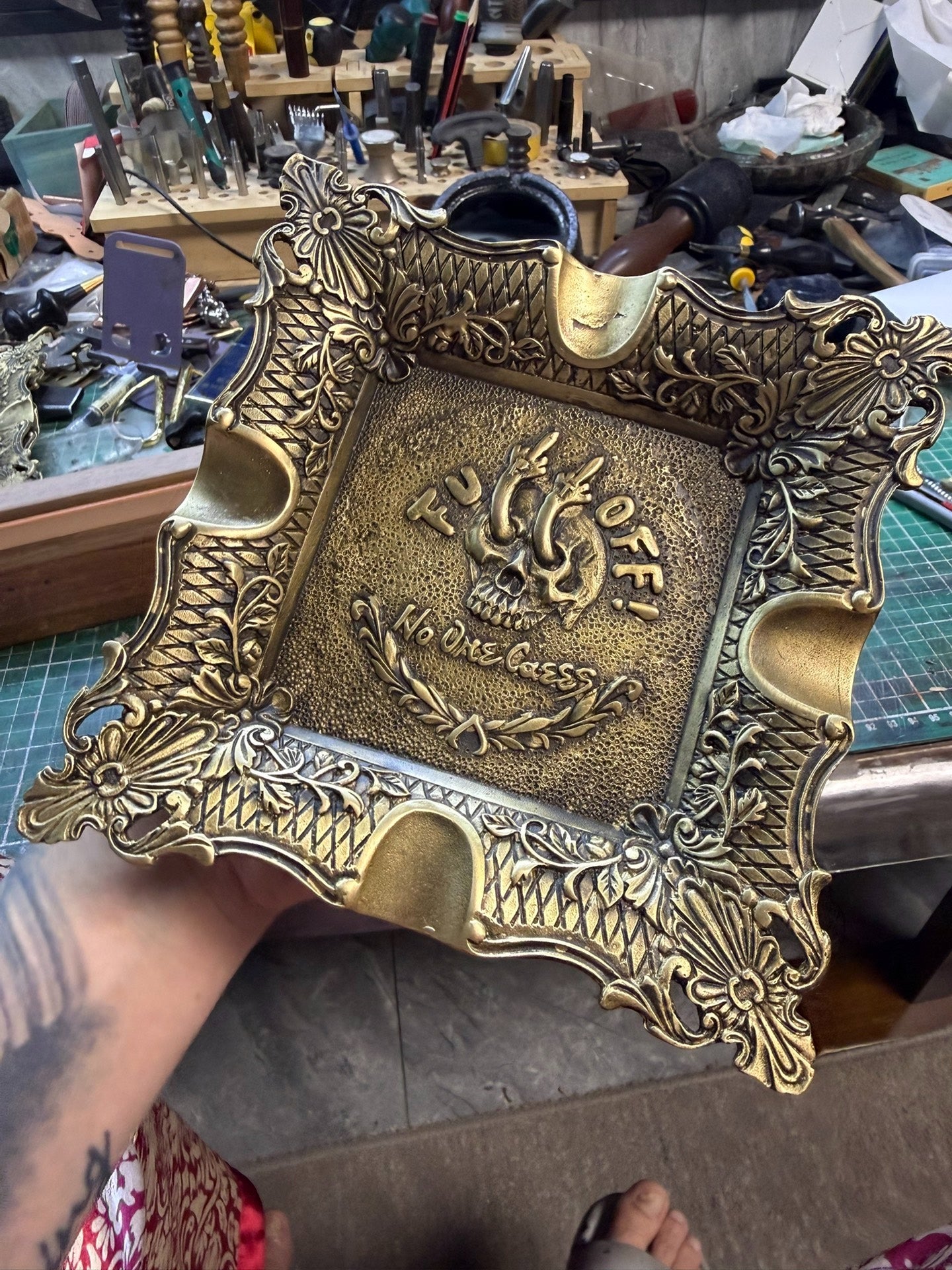 550g Solid Pure Copper Cigar Ashtray — Heavy Brass