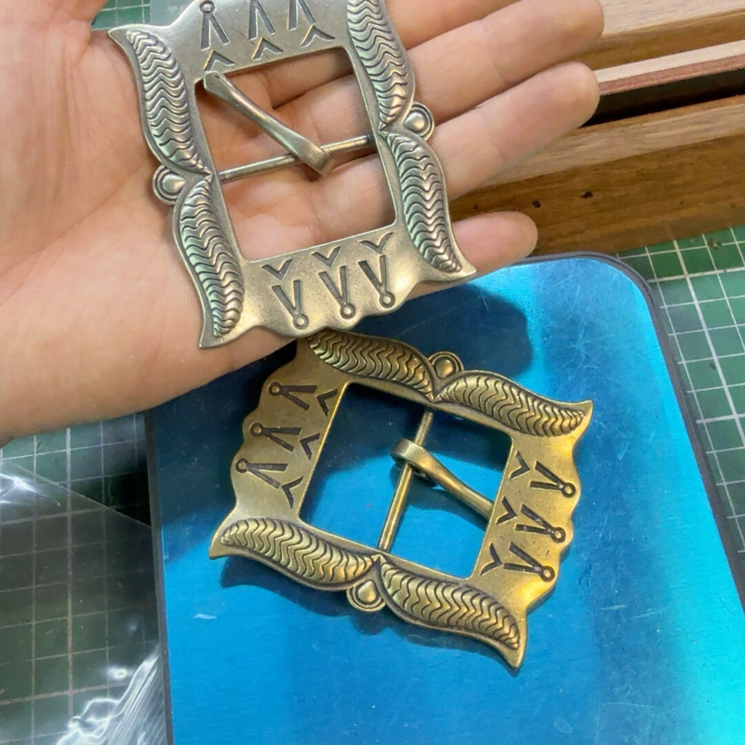 Pure copper unplated Navajo belt buckle