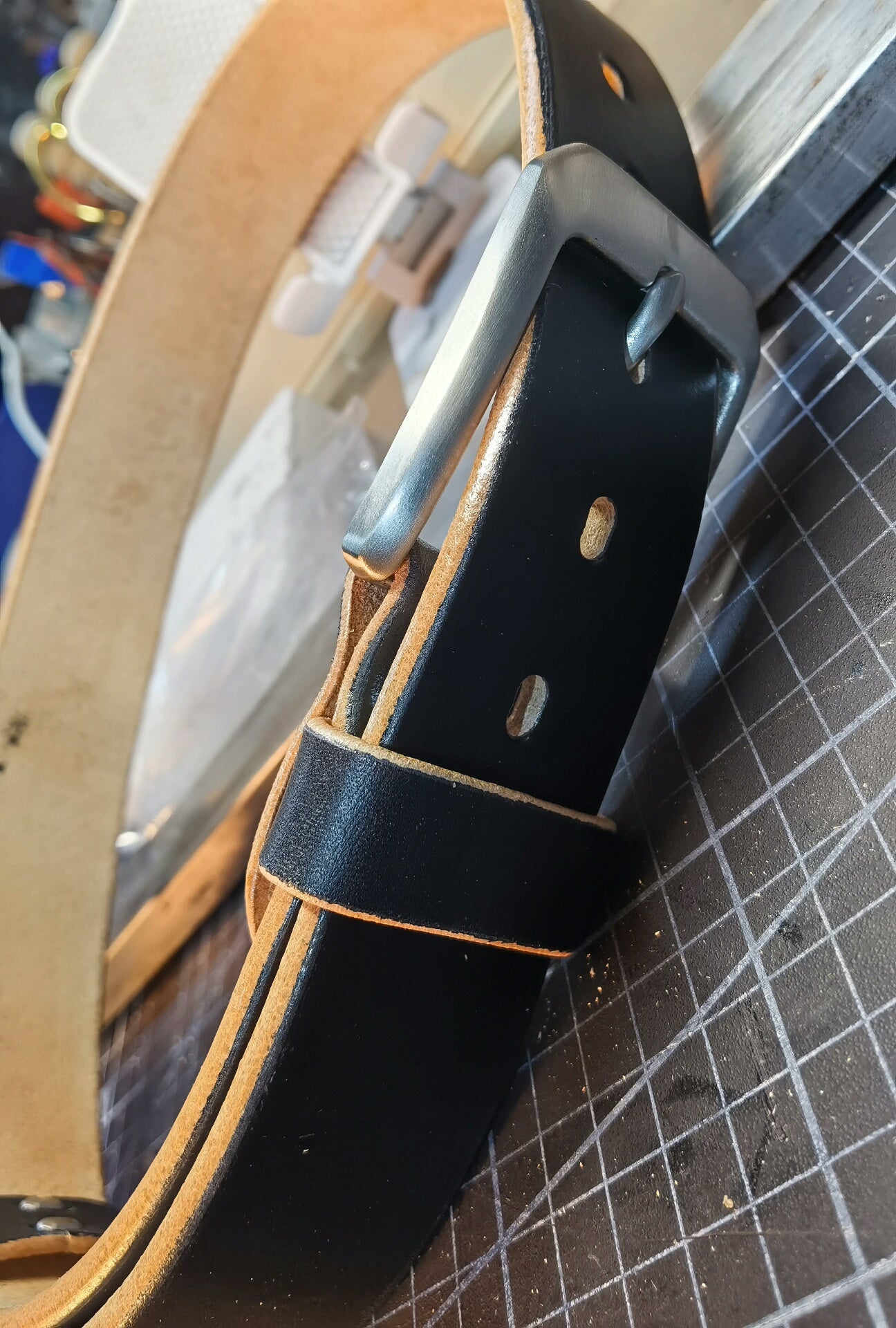 Meian handmade belt, imported from Meian. Black, business casual belt