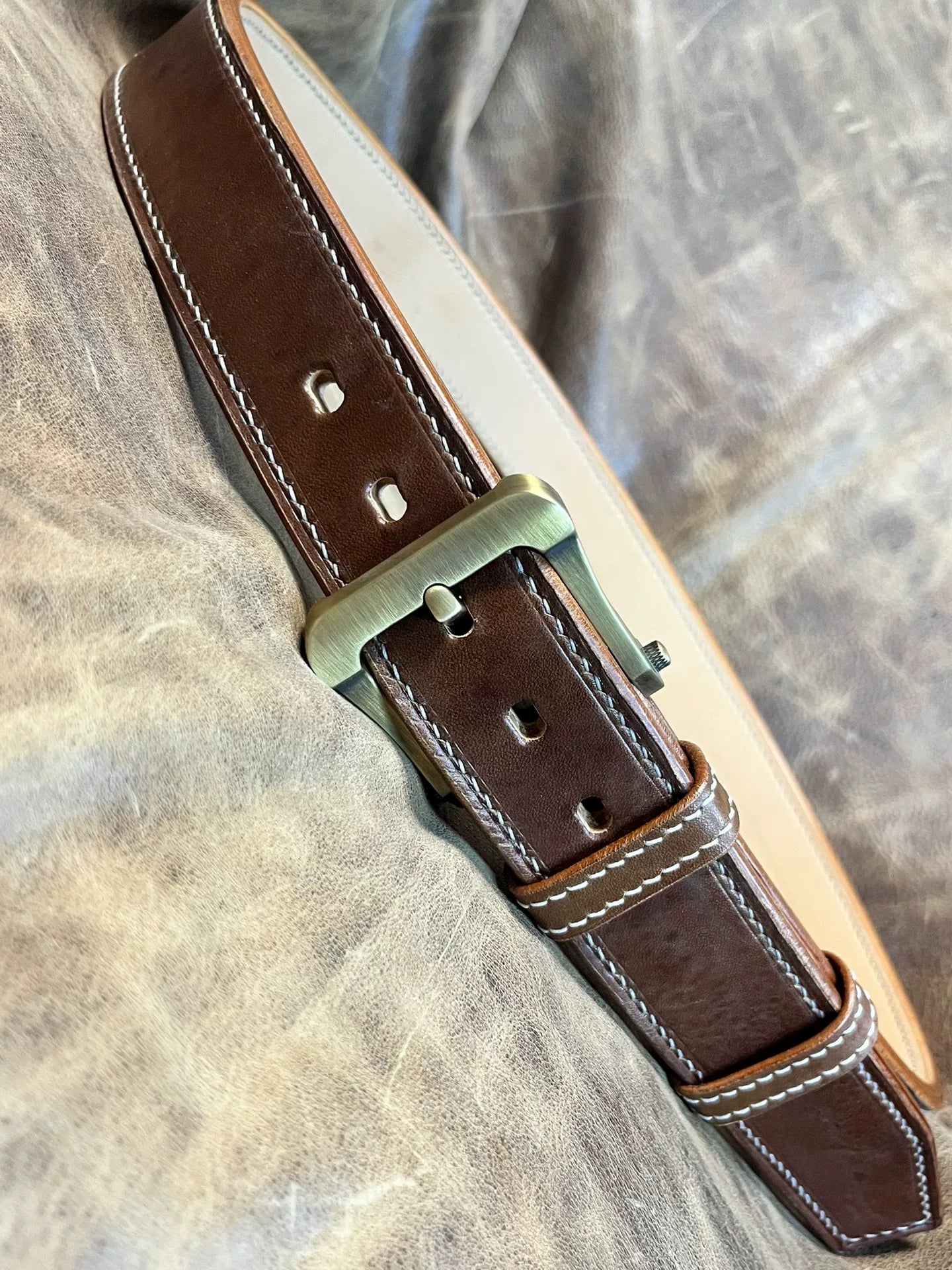 7mm thick double-layer hand-stitched cordovan leather handmade belt…