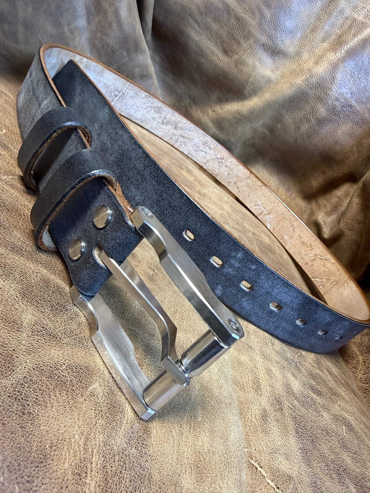 316L Line-Cut Stainless Buckle Paired with J.F. Baker Full-Grain Br…