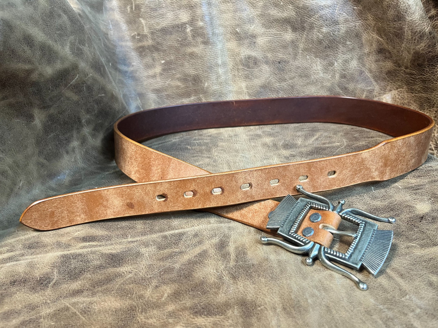 Solid white copper rrl octopus buckle original American western ret…