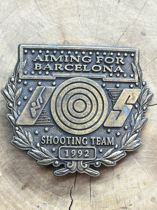 1992 Barcelona Shooting Team Commemorative Vintage Belt Buckle