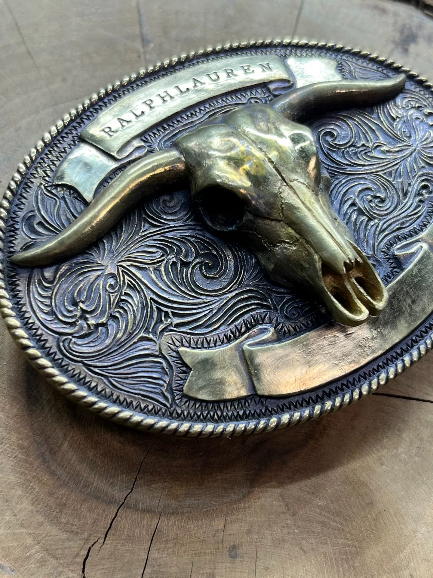 Spot handmade belt buckle Western Middle Ages Ami khaki bull head b…