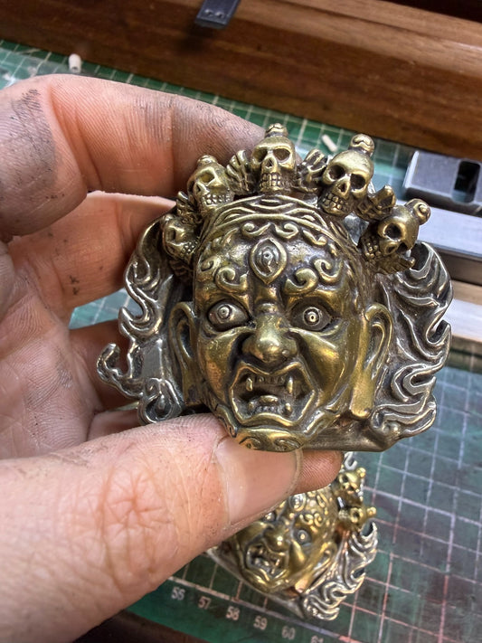 Tibetan Daikoku God of Wealth pure copper belt buckle