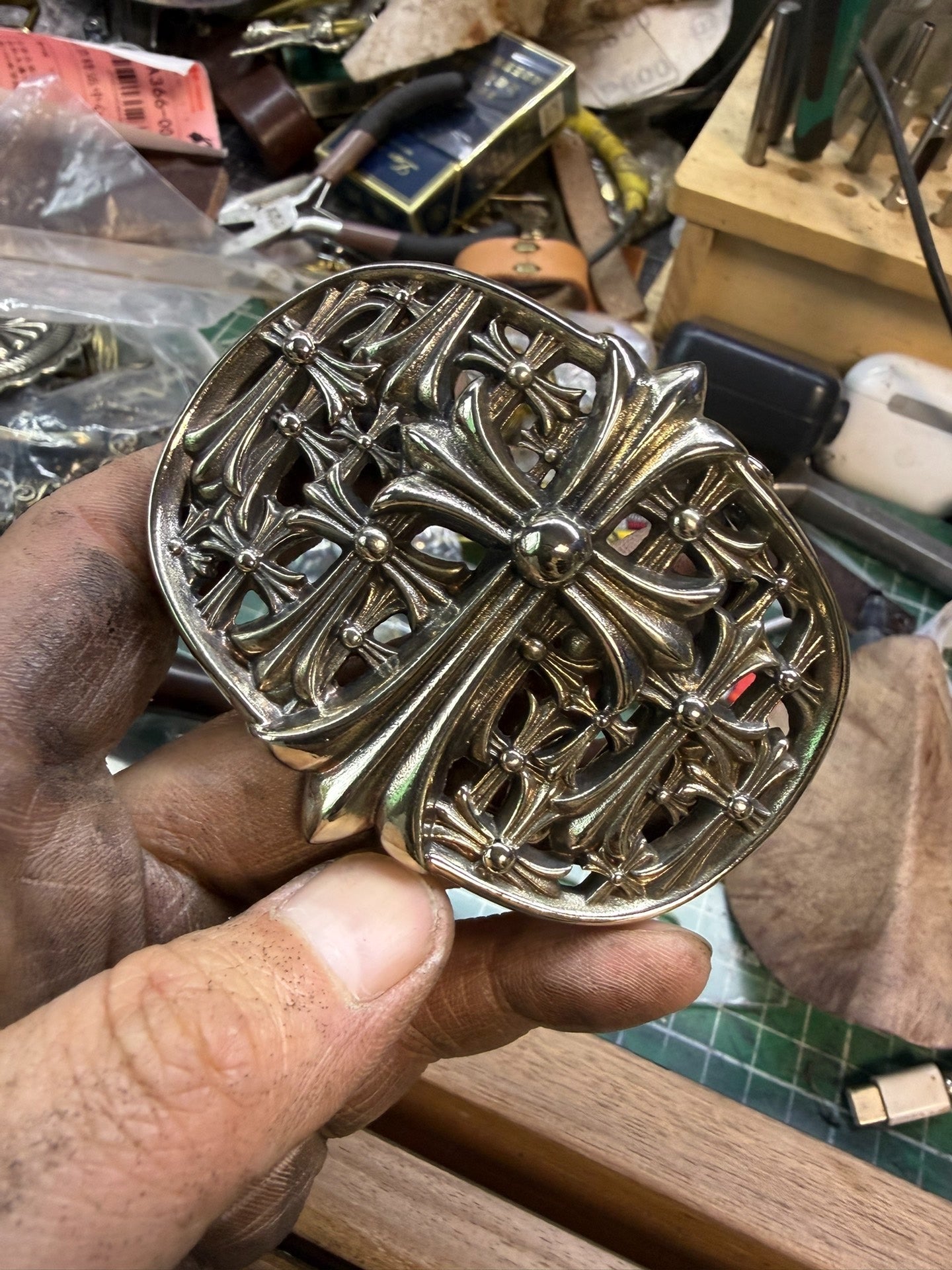 Chrome-Heart Tomb Buckle — In Stock, Solid White Bronze, Hand-Polished