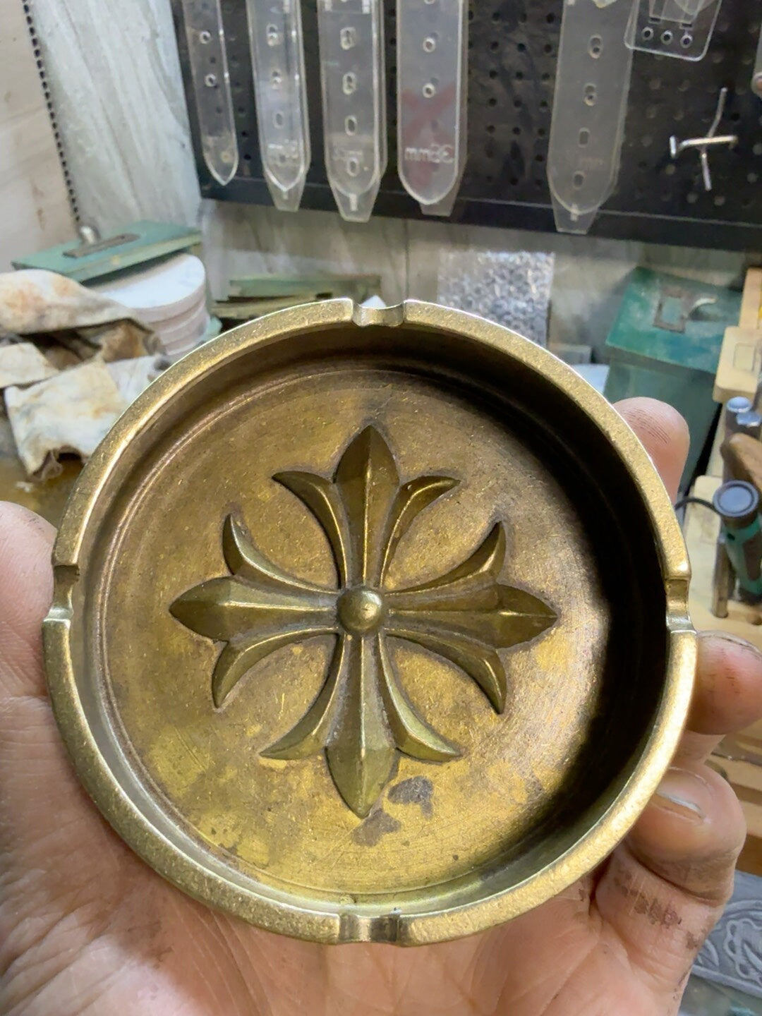 Solid Brass Crow Center Ashtray