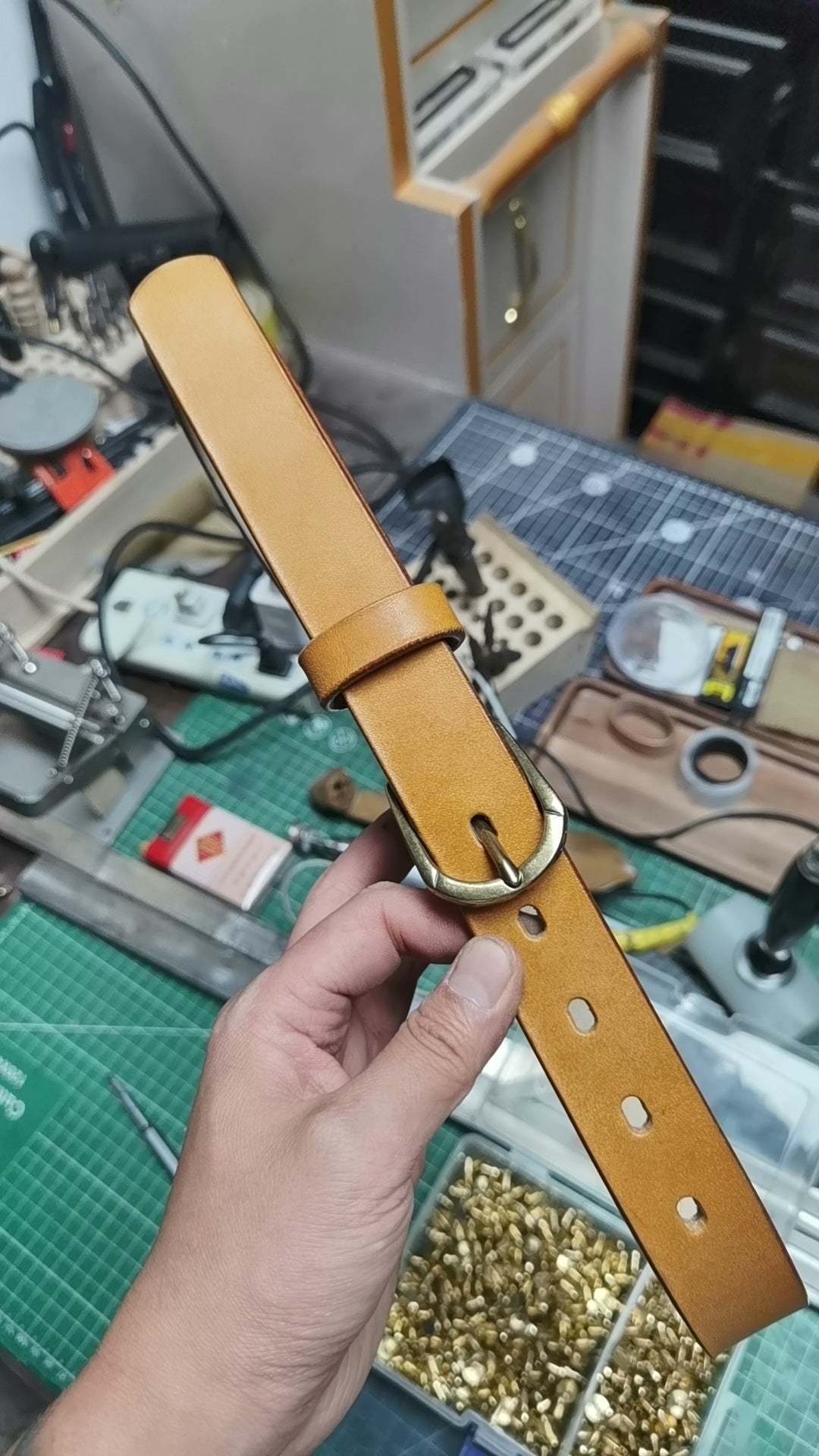 Beeswax color JF horse bridle women's handmade belt