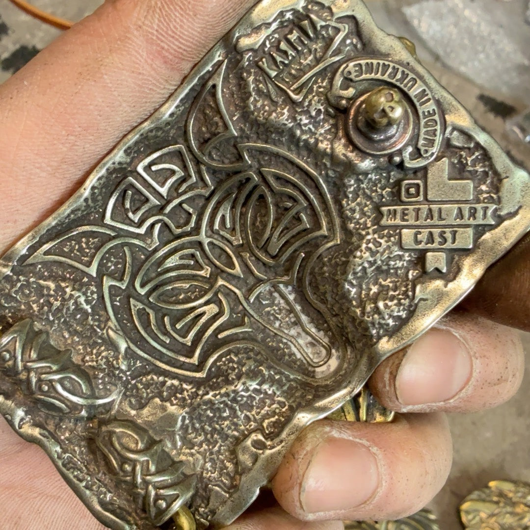Pure copper wolf head Western Central Cuban buckle