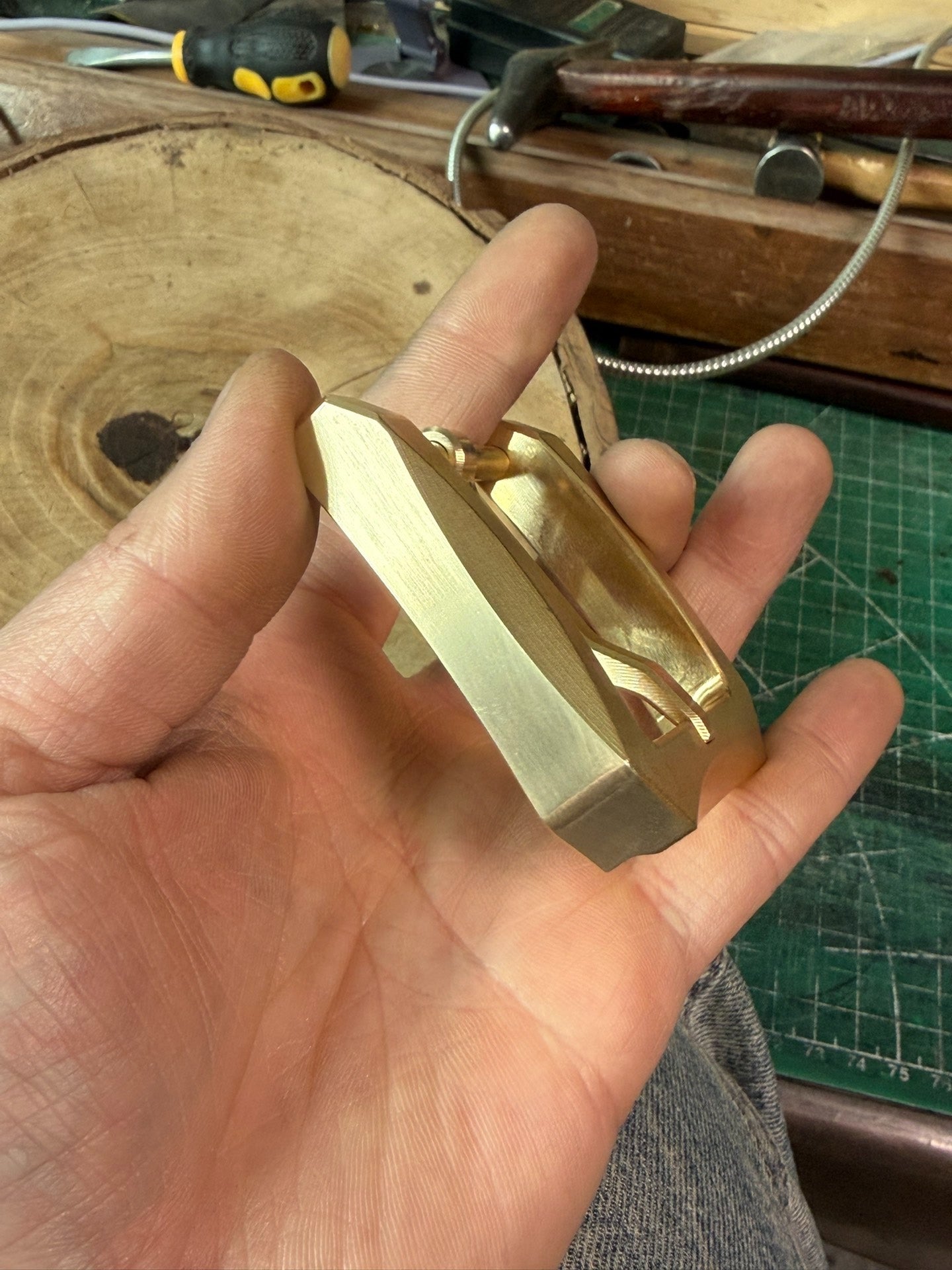 Brass large D buckle octagonal buckle wire cut thick belt buckle 4.…