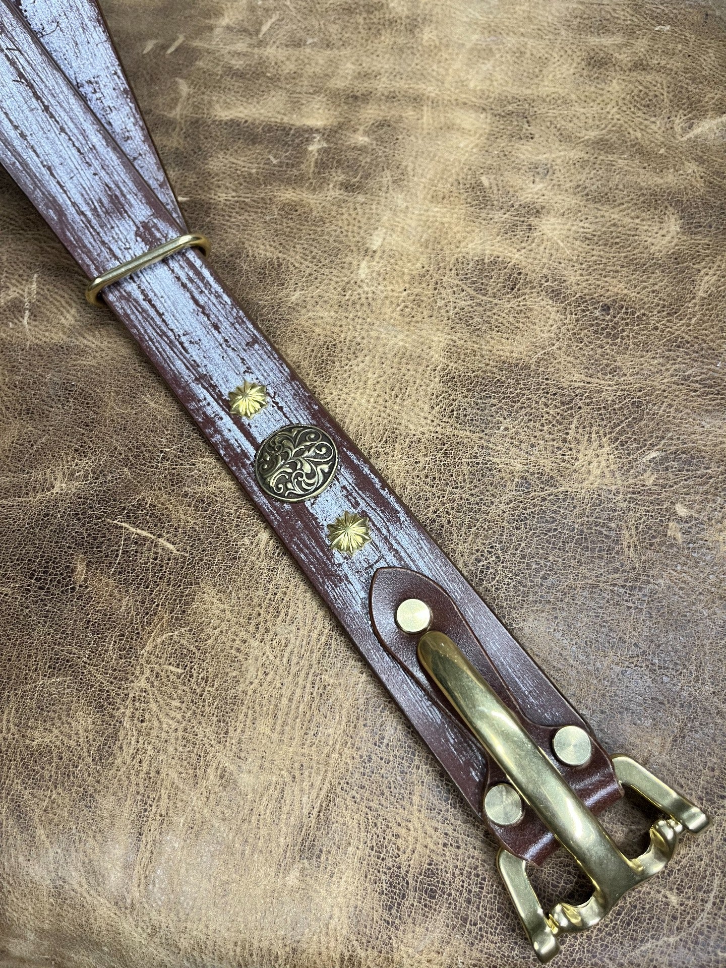 TWS British Bridle Cowhide Men's Cavalry Belt — Multi-Hole Adjustable