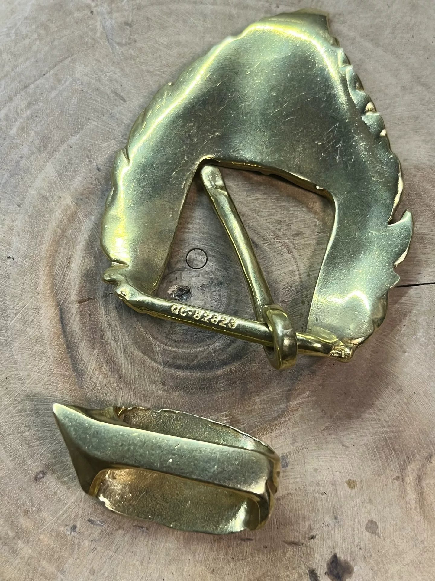 Pure copper new belt buckle feather two sets of pin buckle leaf bel…