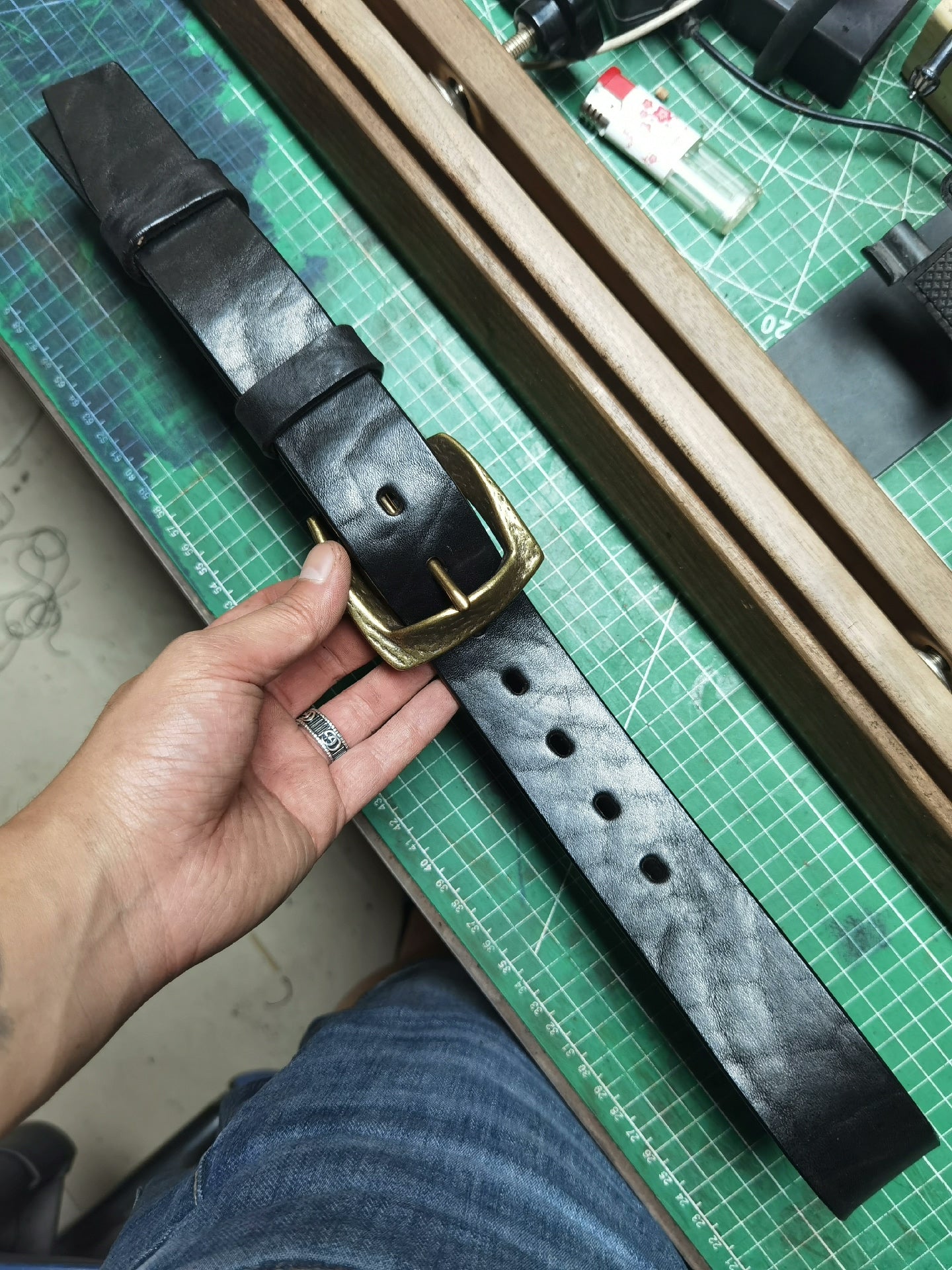6.5mm Thick North American Dyed Black Buffalo Leather Belt
