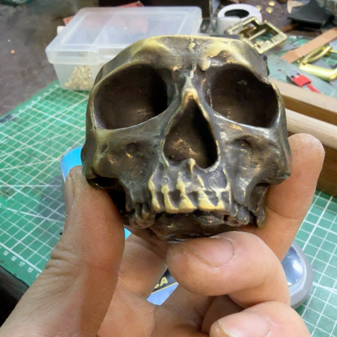 334g Solid Brass Skull Ashtray — Skull Bowl Shape