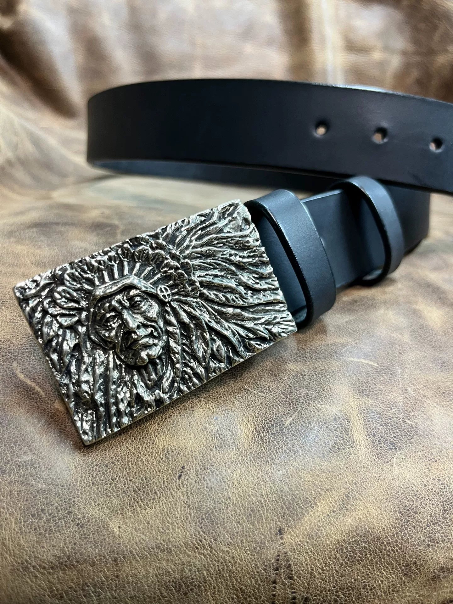 Black imported Italian genuine first-layer cowhide with white coppe…