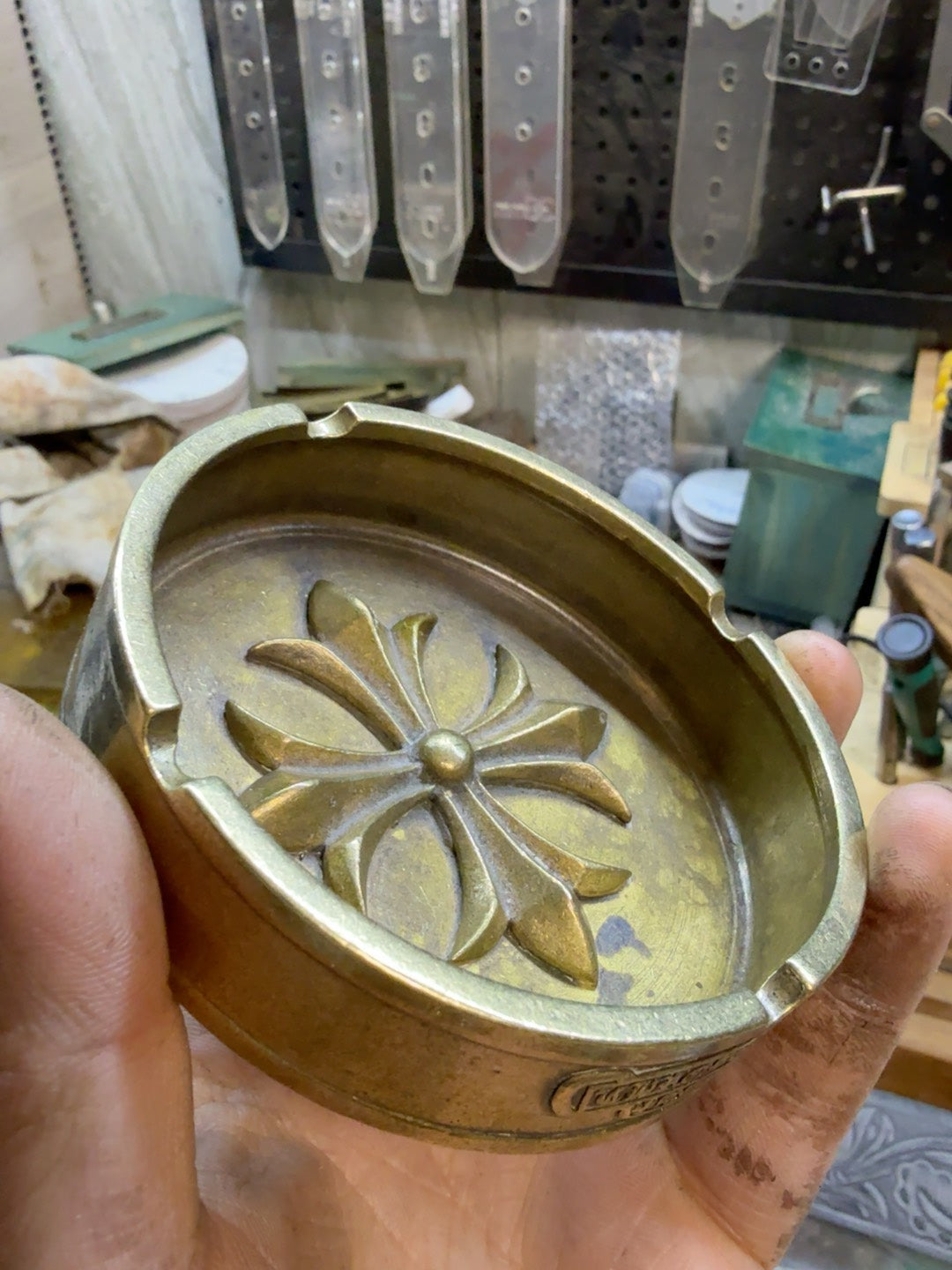 Solid Brass Crow Center Ashtray