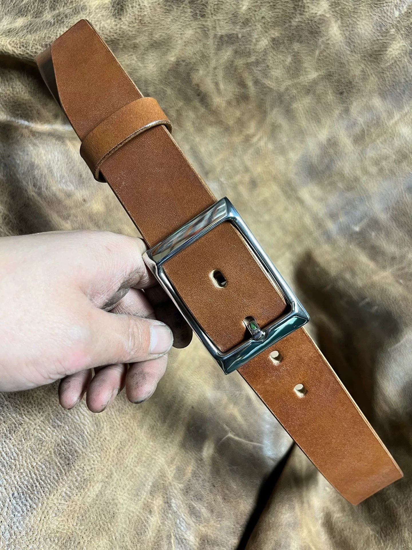 JF.J.Baker full grain jf horse bridle leather belt strip handmade b…