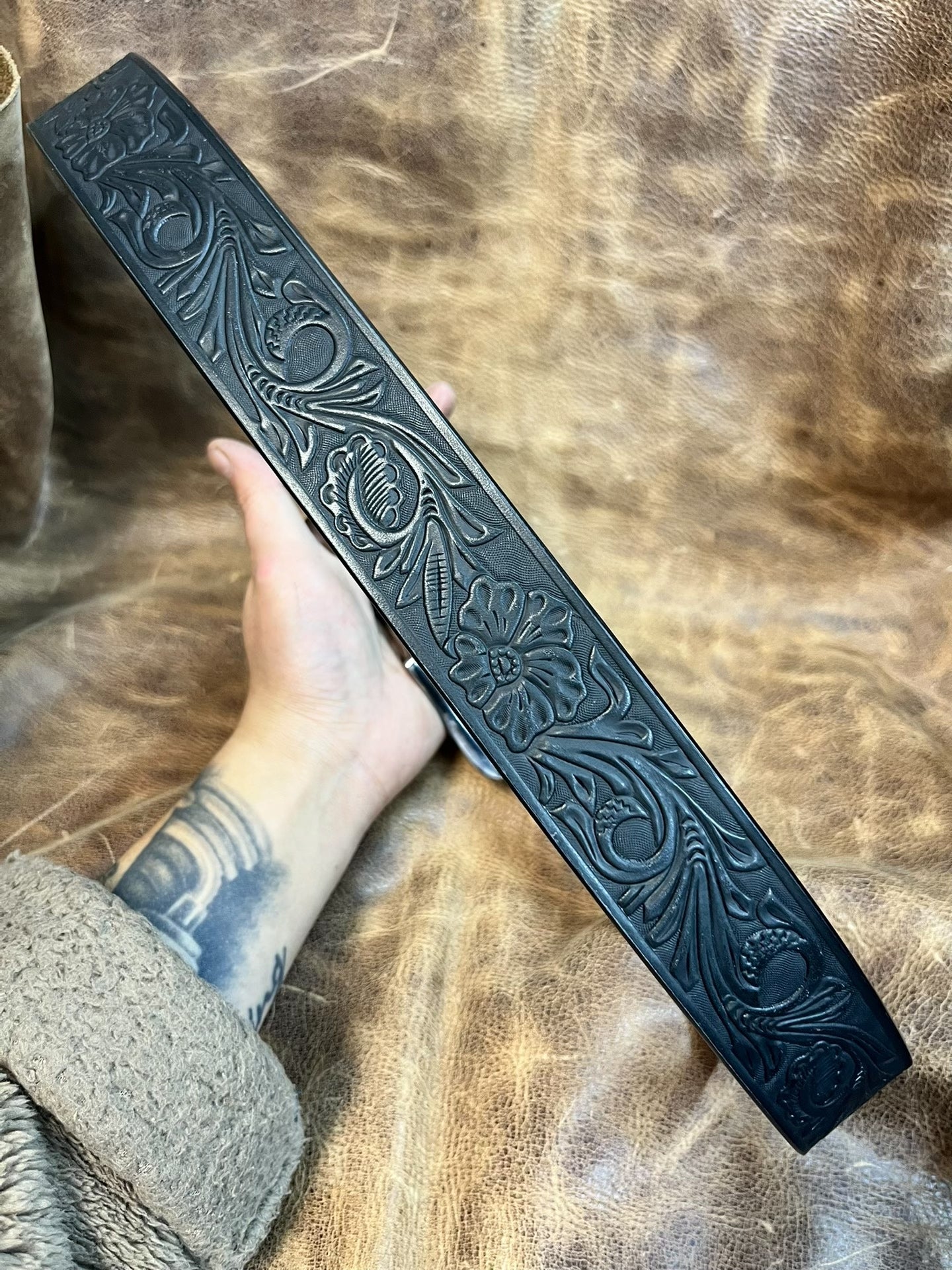 Meian vegetable tanned genuine first layer cowhide carved handmade…
