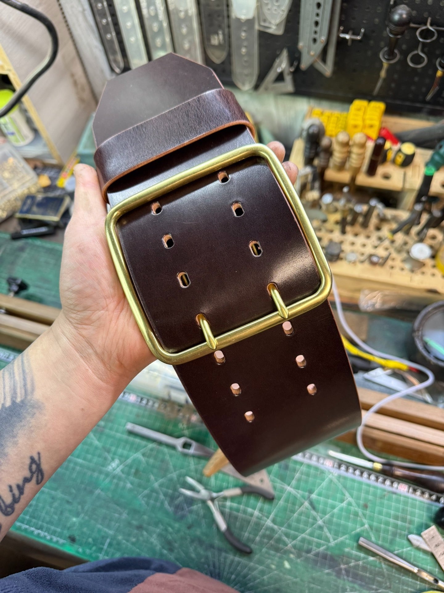 10cm Wide Genuine Top-Grain Leather Weightlifting Belt