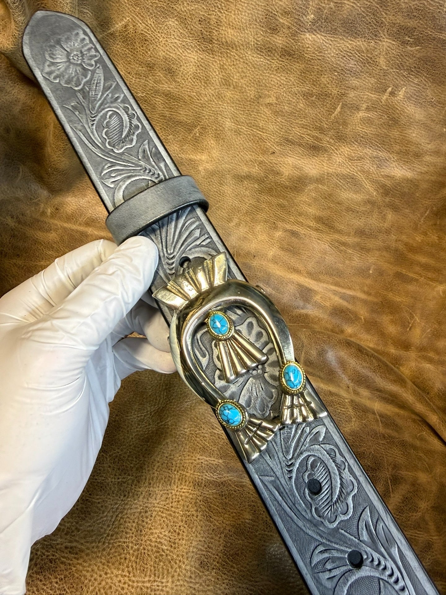 Indiana Navajo Italian Horse Rein Carved Handmade Belt Customized