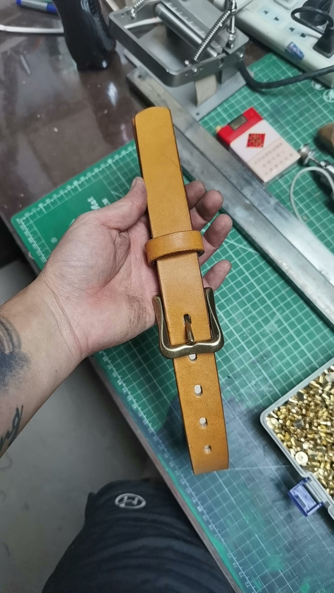 Beeswax color JF horse bridle women's handmade belt