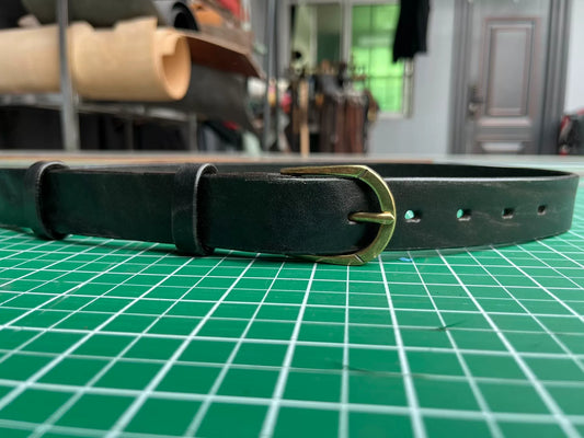 Black bison leather belt for women