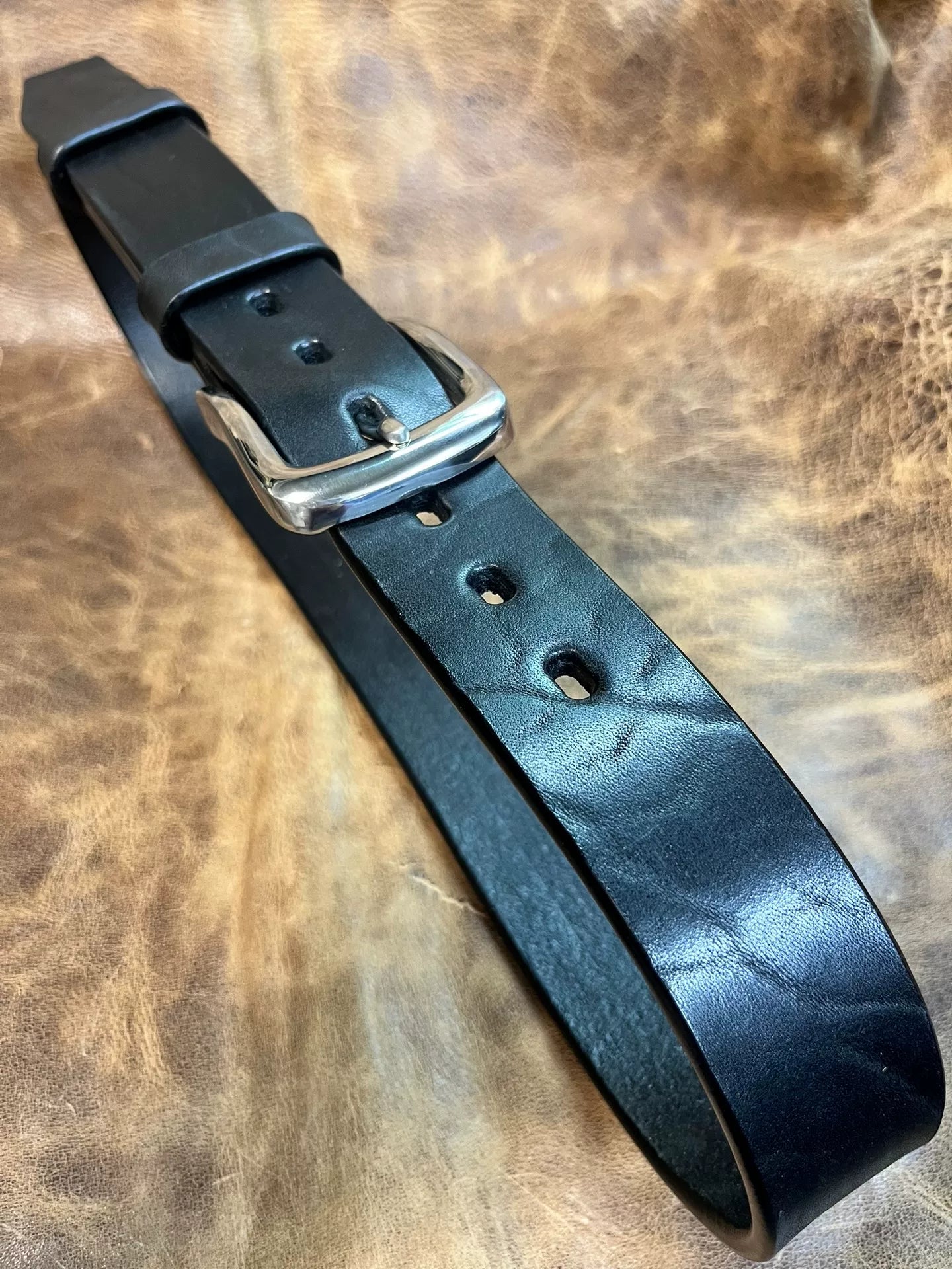 Handmade bison leather belt
