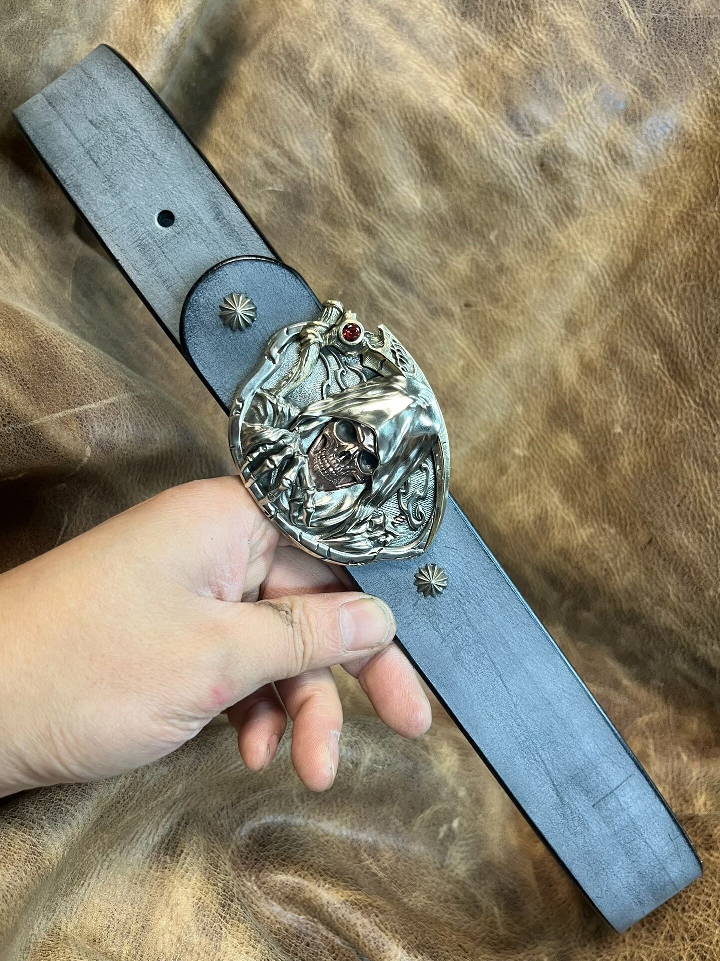 Tiger pure copper handmade custom belt buckle