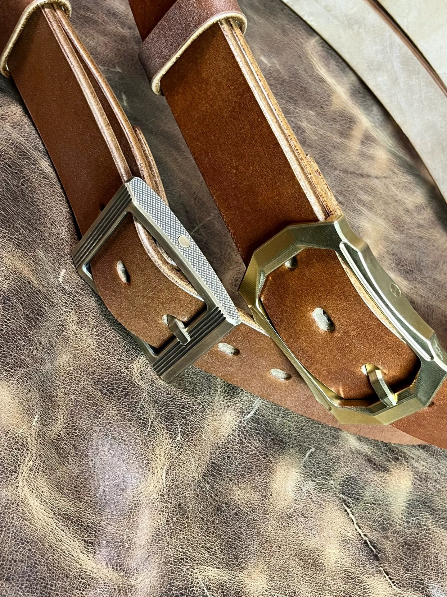 JF full-grain caramel brown bridle leather