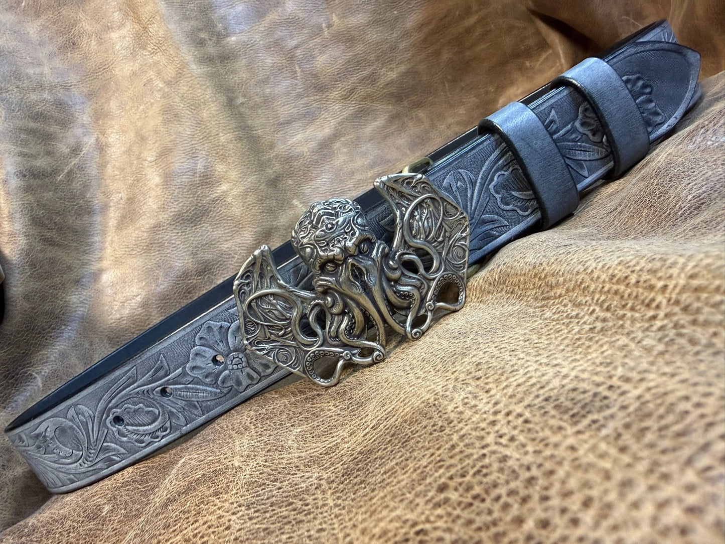 The Italian horse-rein carved handmade belt is custom-made