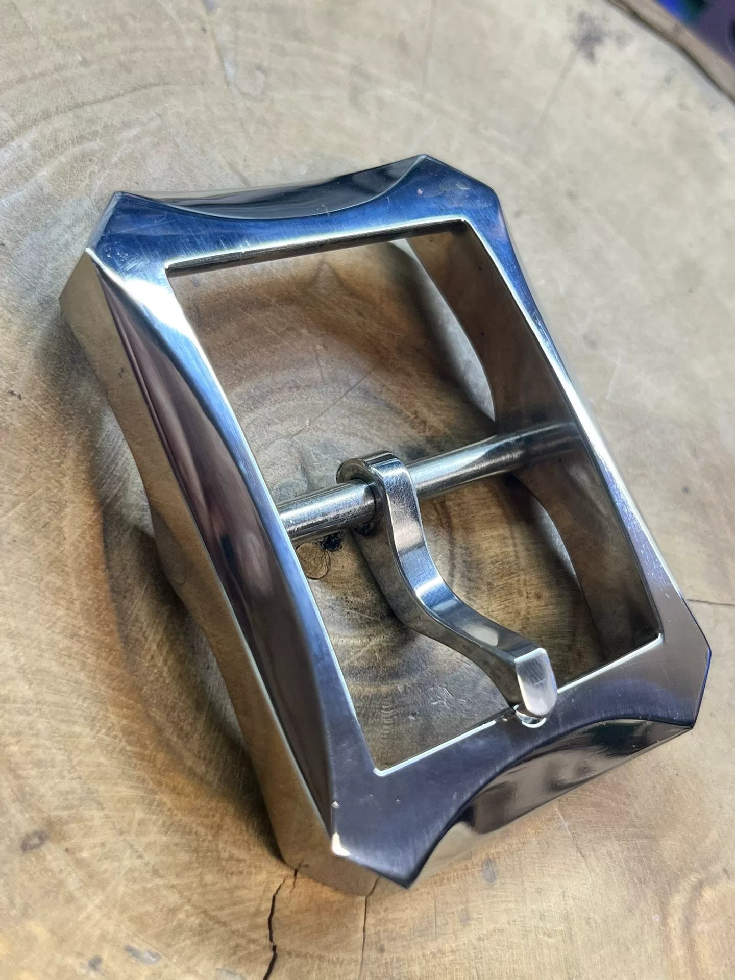 Octagonal Line-Cut 316 Stainless Steel Buckle — 4.05cm Inner Diameter