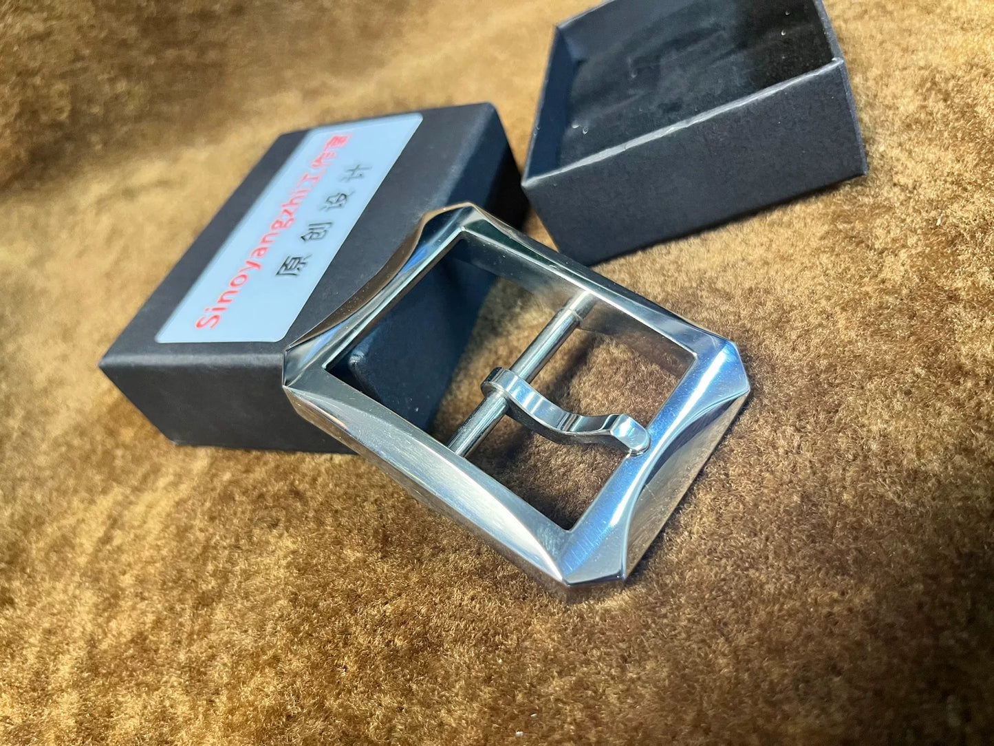 Octagonal Line-Cut 316 Stainless Steel Buckle — 4.05cm Inner Diameter
