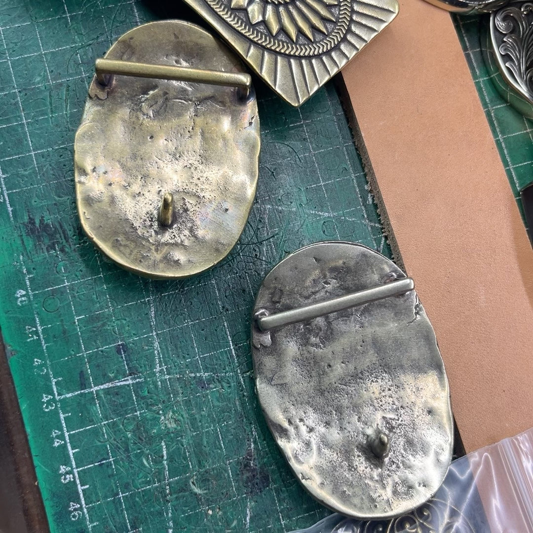 Pure copper crocodile skull belt buckle