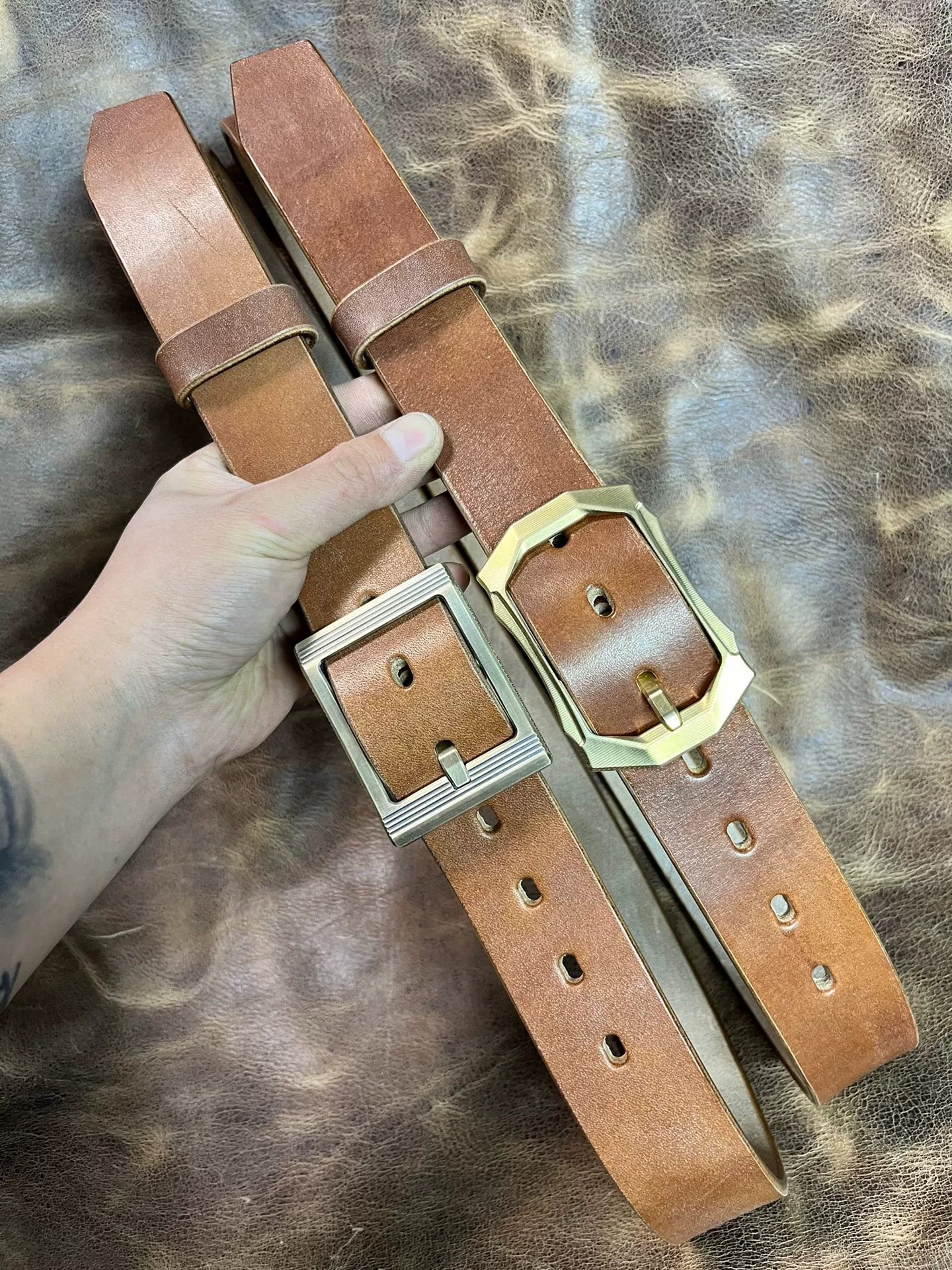 JF full-grain caramel brown bridle leather