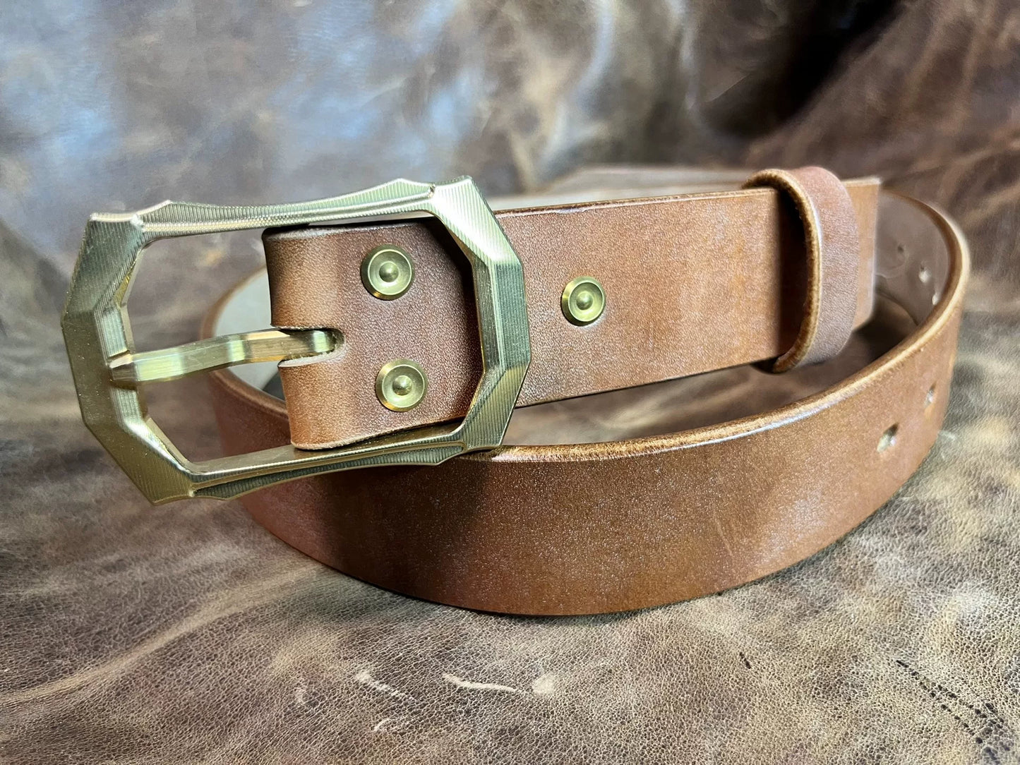 JF full-grain caramel brown bridle leather with authentic West Wind…