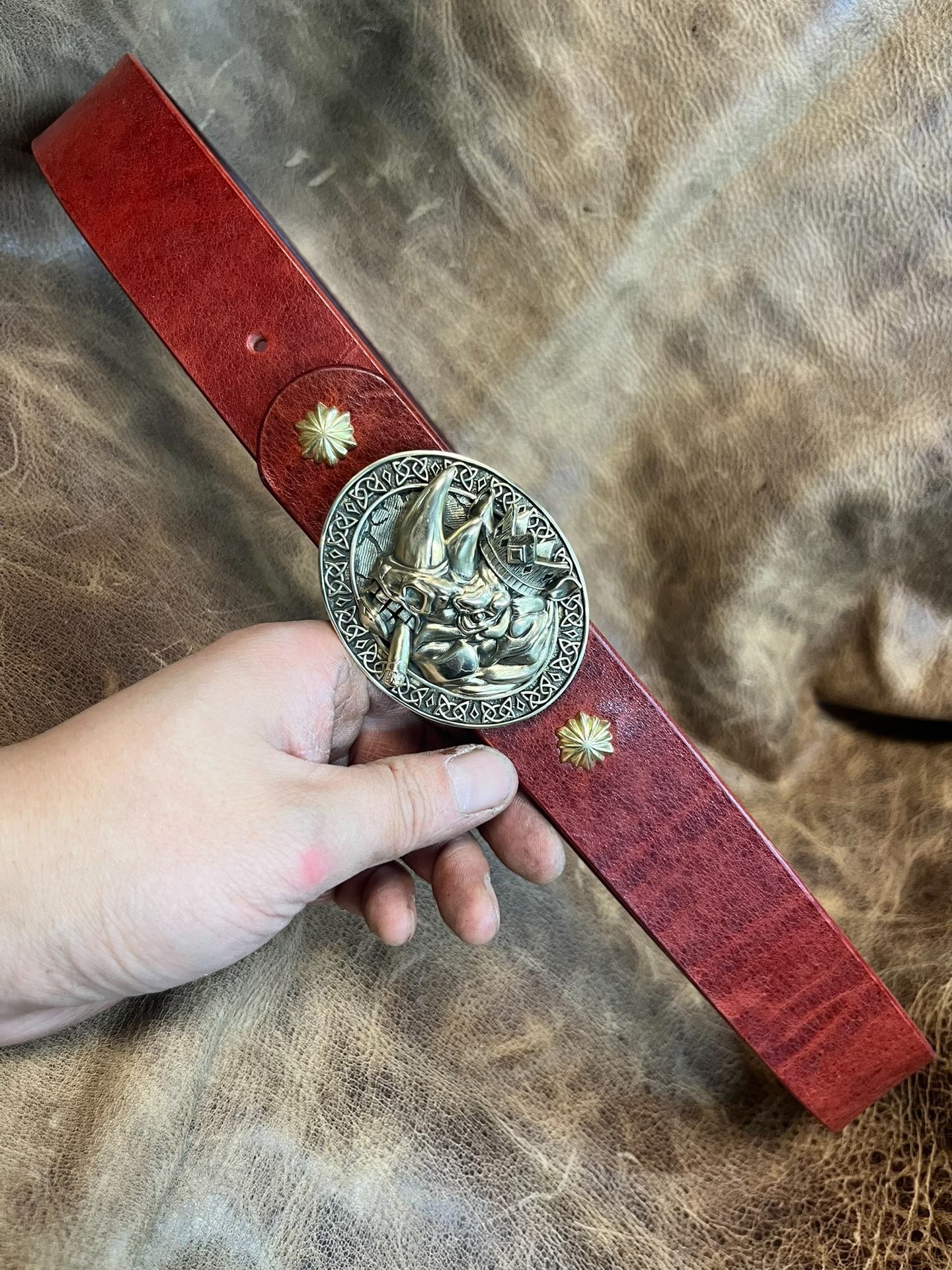 Jiayantang brass realistic rhino belt buckle with Italian vegetable…