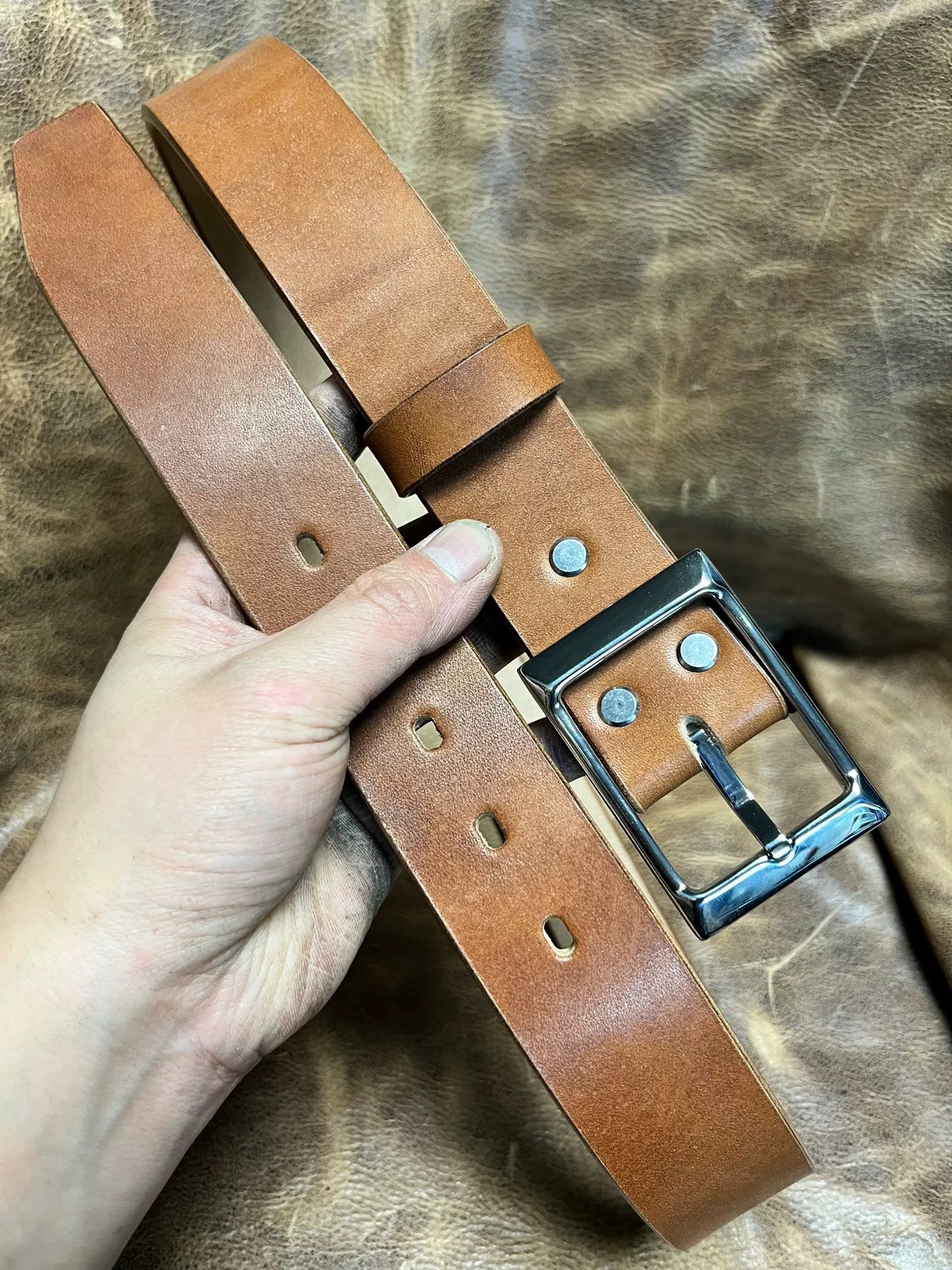 JF.J.Baker full grain jf horse bridle leather belt strip handmade b…