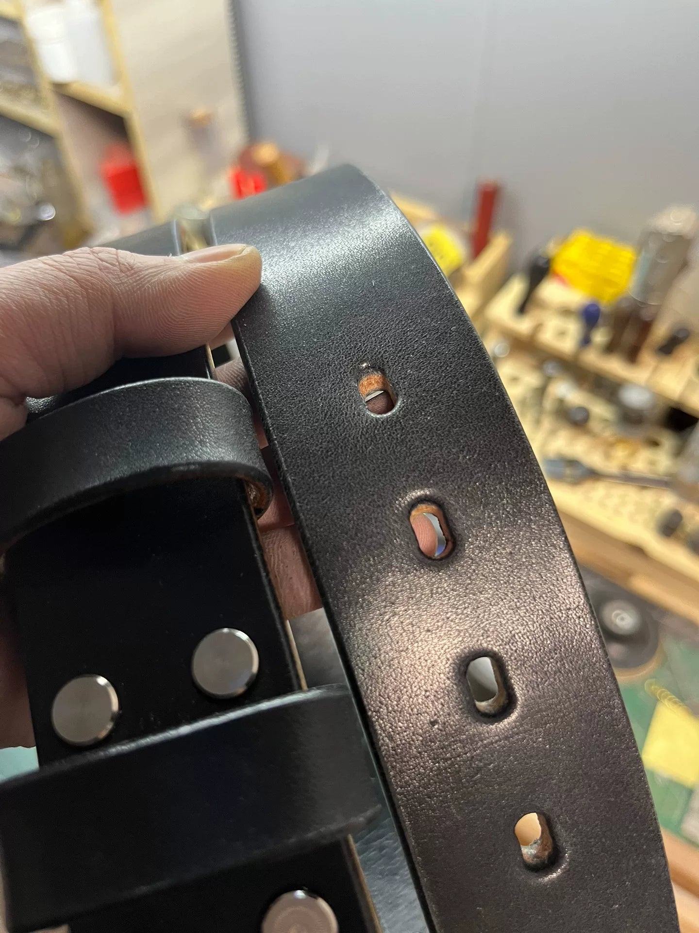 Japanese Shonan heavy-fat back leather belt with handmade sandpaper…