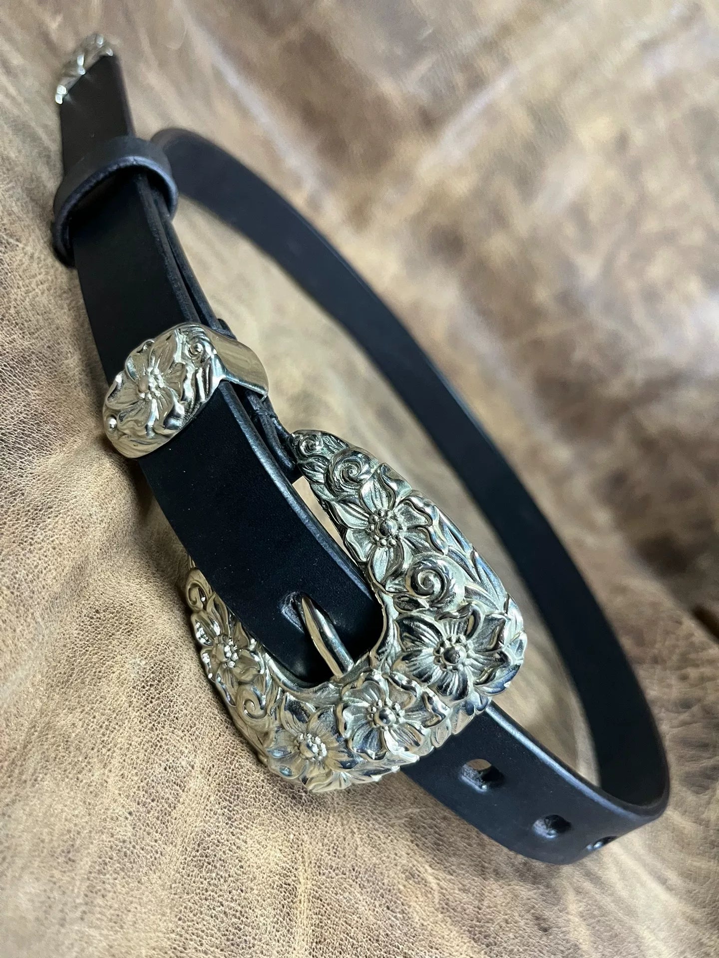 2.4cm Ultra-Narrow Handmade Belt — American Vintage Style